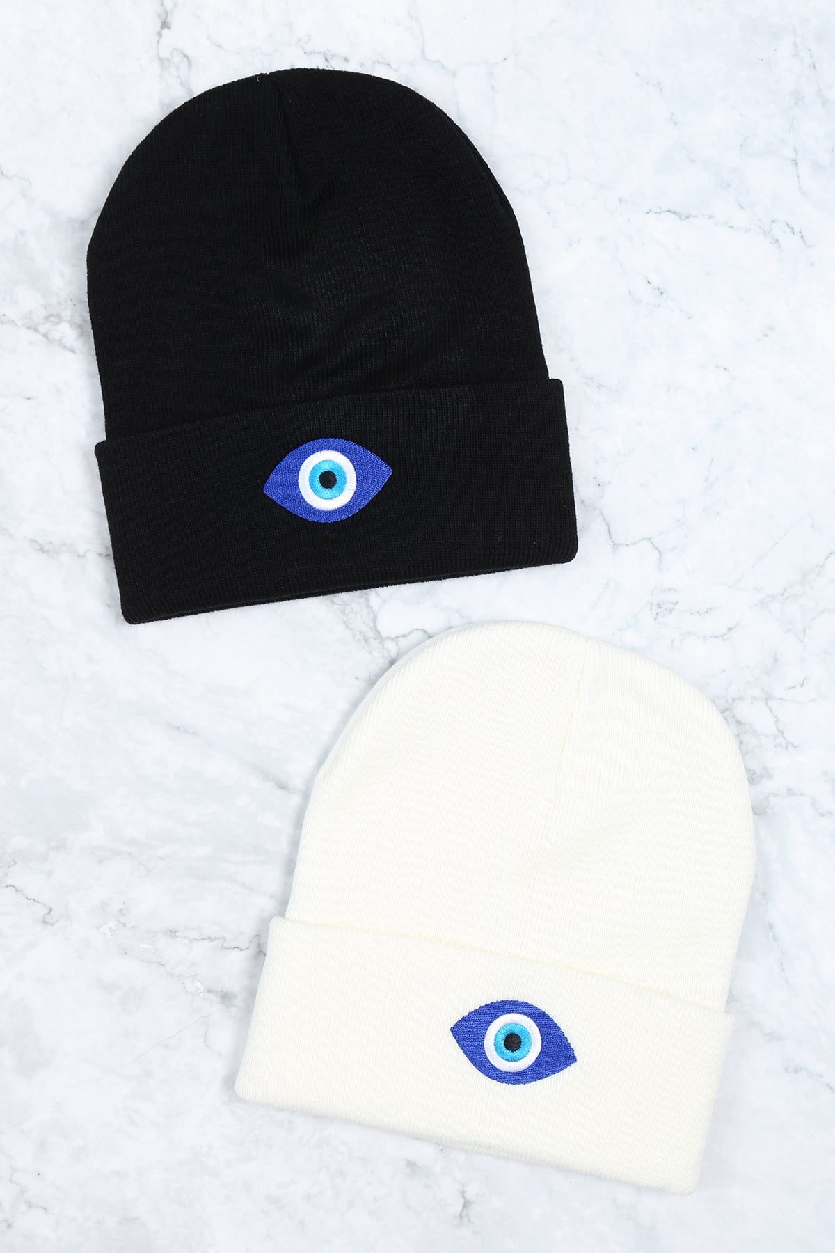 Knitted Beanie With Evil Eye