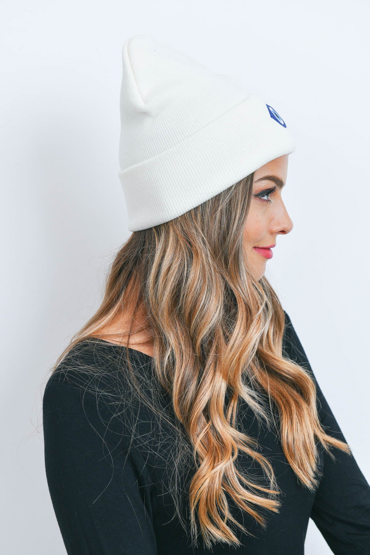 Knitted Beanie With Evil Eye