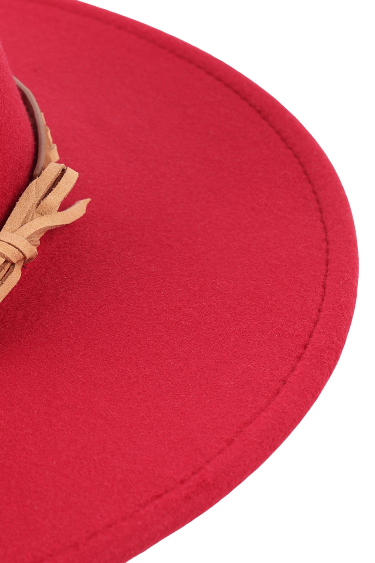 Fashion Brim Hat With Breaded Leather Strap