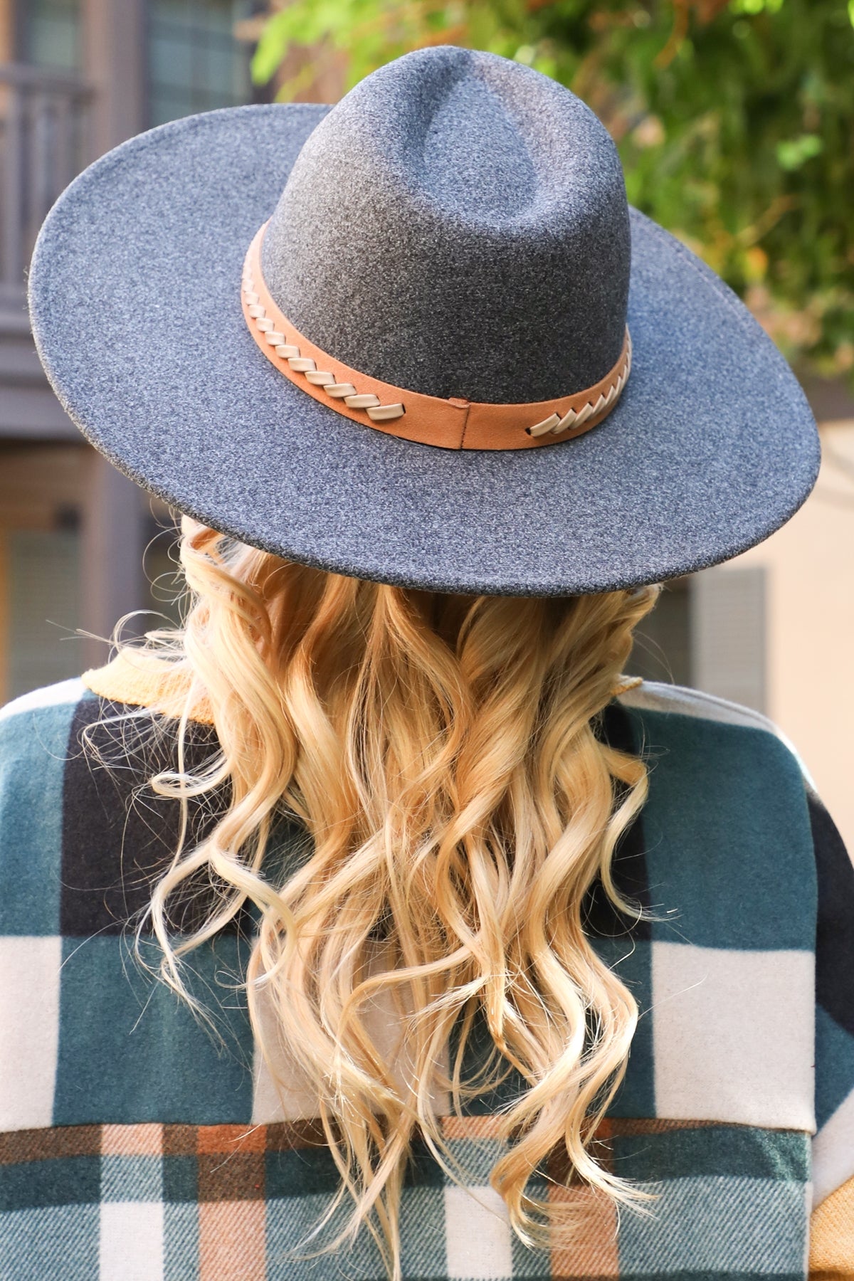 Felt Fashion Brim Hat w/ Leather Braided