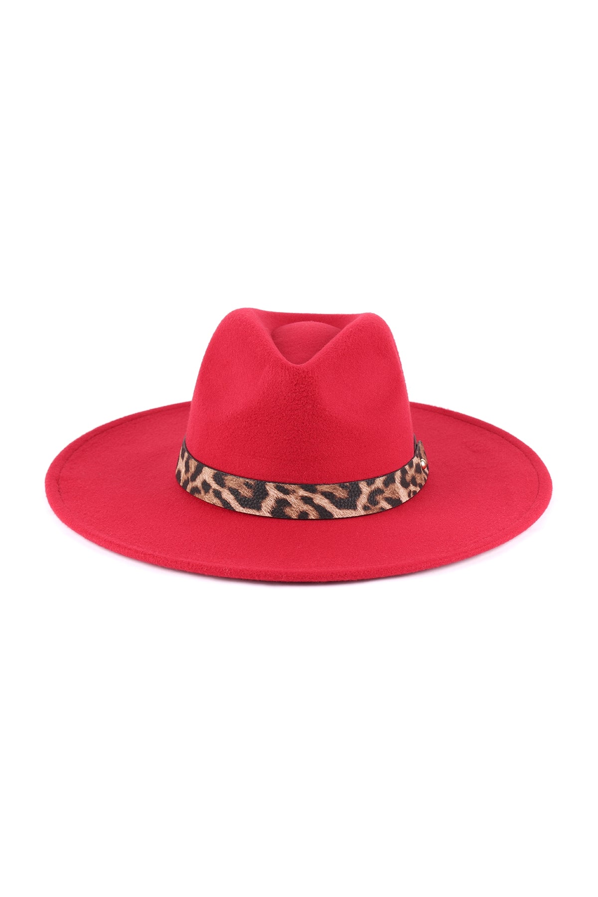 Felt Fashion Brim Hat With Leopard Accent
