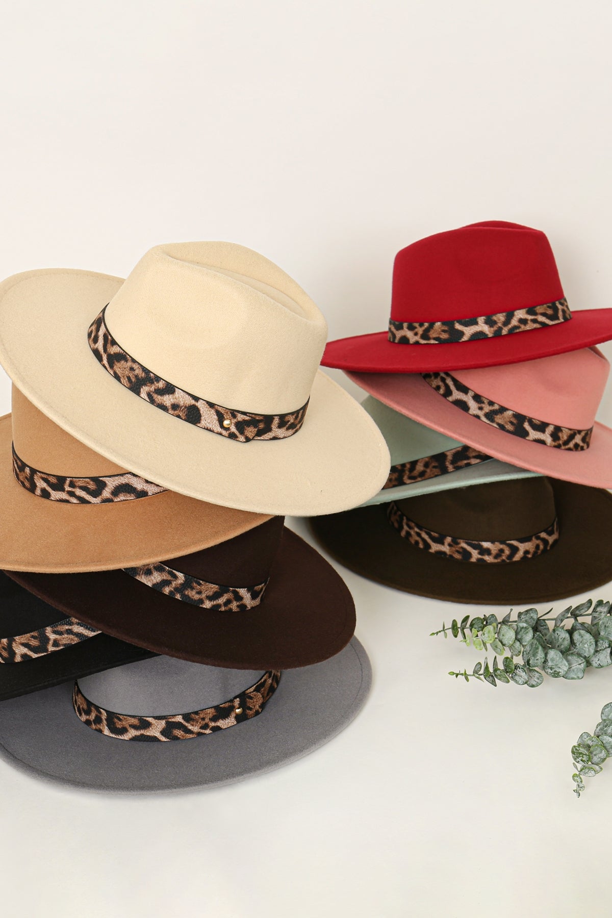 Felt Fashion Brim Hat With Leopard Accent