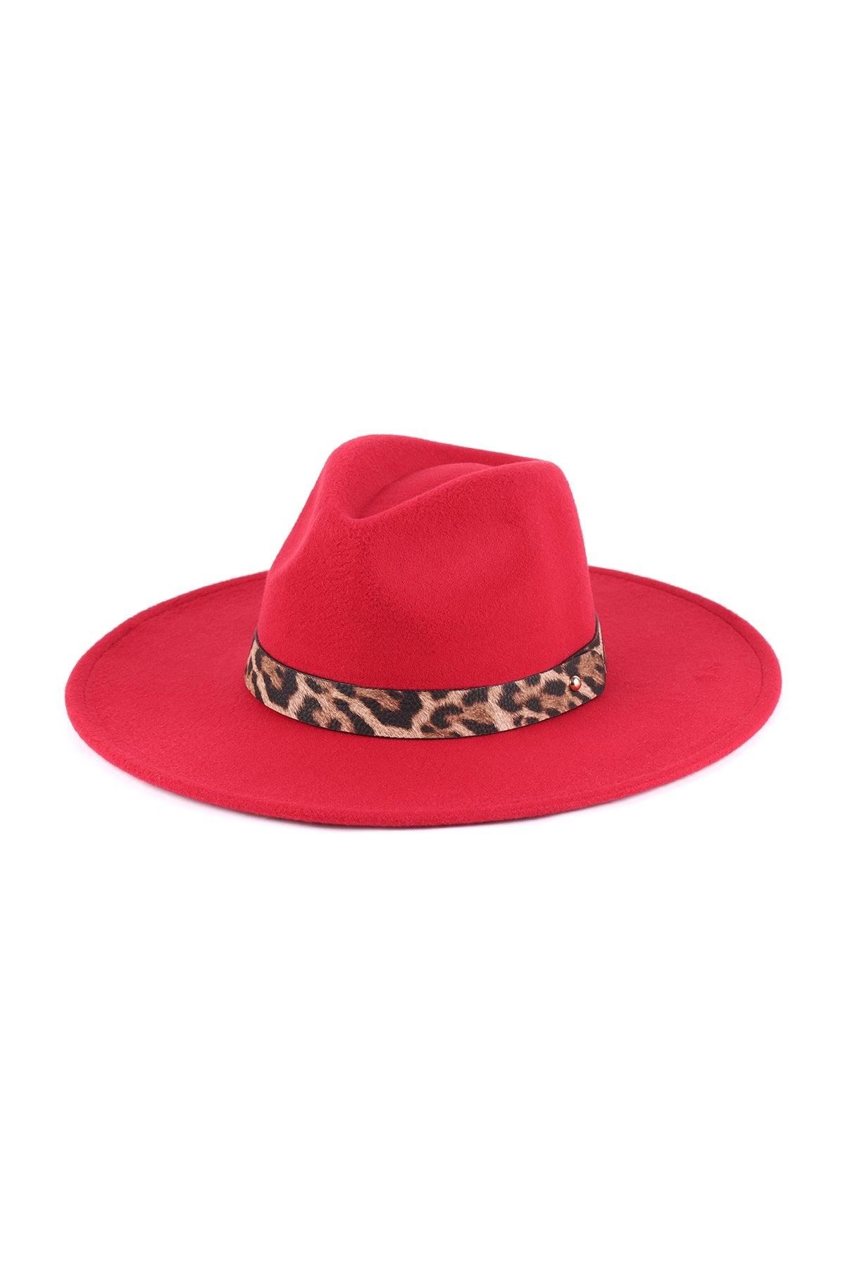 Felt Fashion Brim Hat With Leopard Accent
