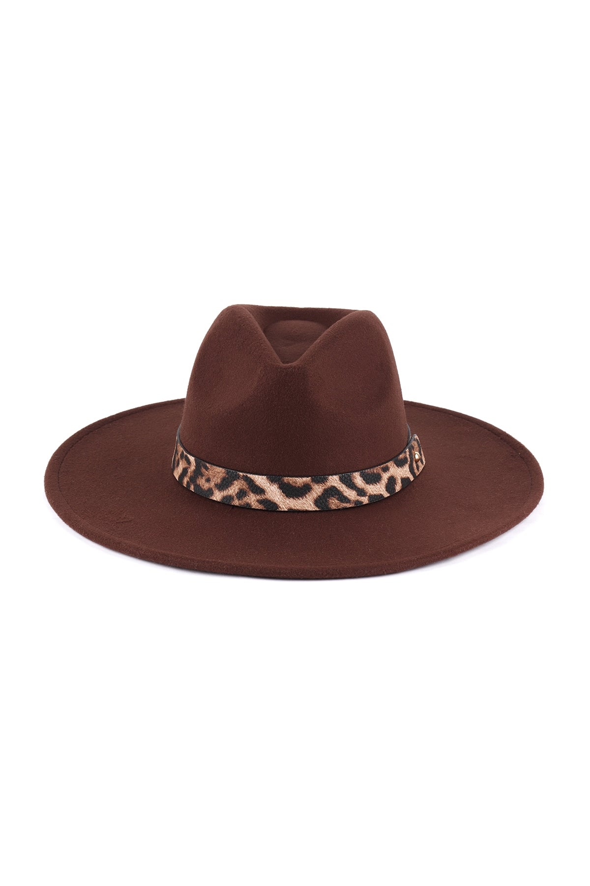 Felt Fashion Brim Hat With Leopard Accent
