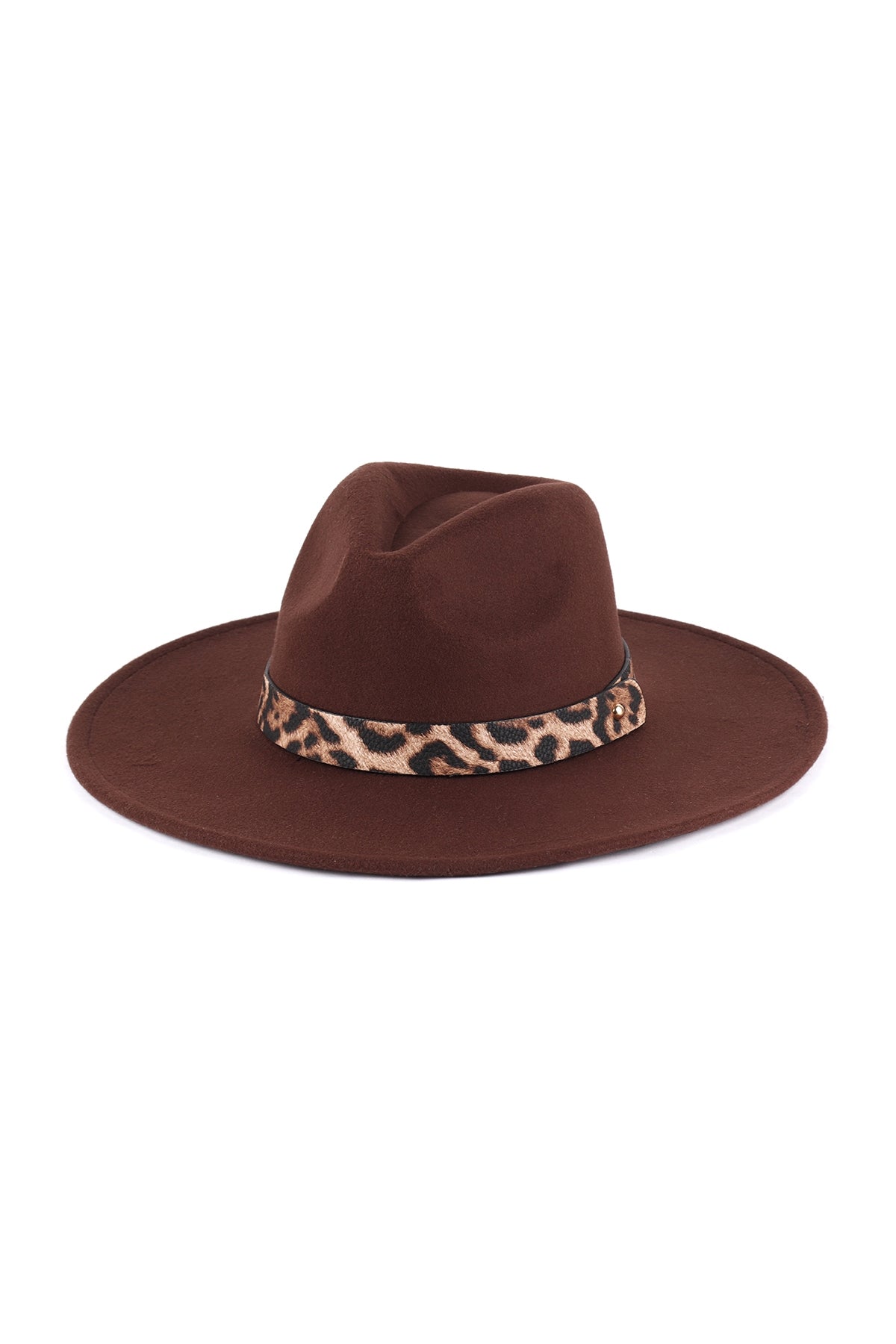 Felt Fashion Brim Hat With Leopard Accent
