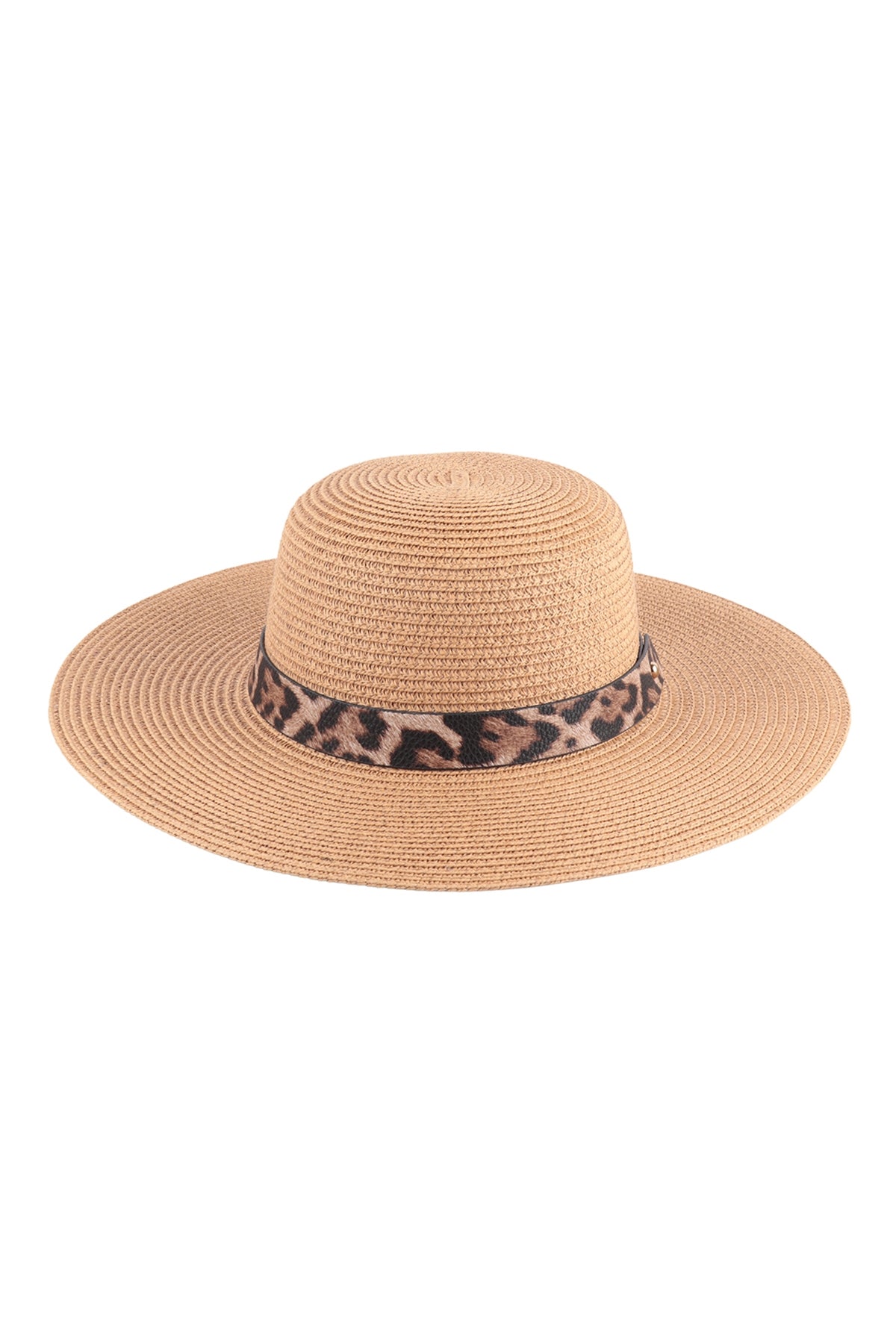 Panama Brim Hat With Leopard Strap Accent