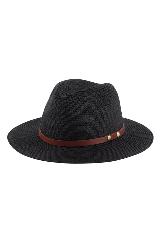 Panama Brim Summer Hat With Leather Strap