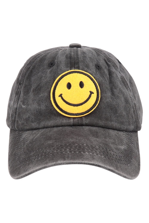 Smiley Logo Acid Washed Textured Fashion Fashion Cap / 1PC