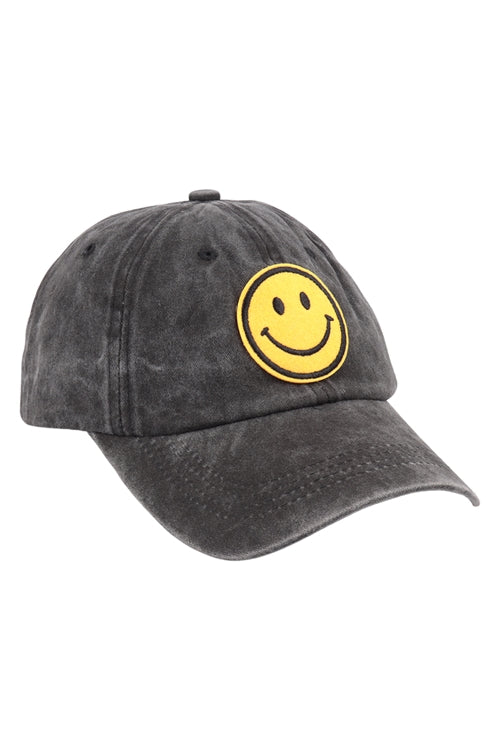 Smiley Logo Acid Washed Textured Fashion Fashion Cap / 1PC