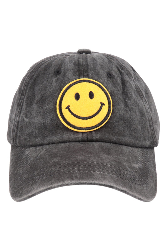 Smiley Logo Acid Washed Textured Fashion Fashion Cap / 6PCS