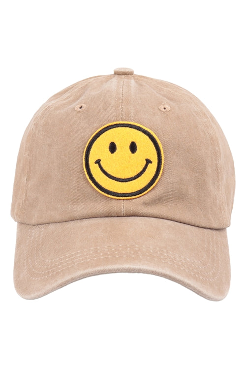 Smiley Logo Acid Washed Textured Fashion Fashion Cap / 1PC