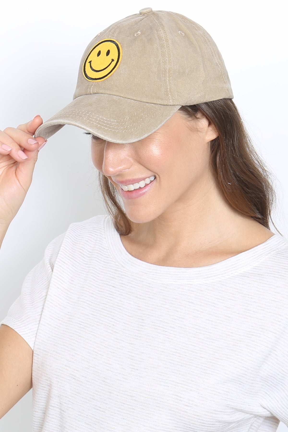 Smiley Logo Acid Washed Textured Fashion Fashion Cap / 6PCS