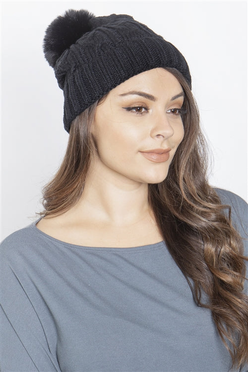 Chain Rib Knit Pattern Beanie / 1PC