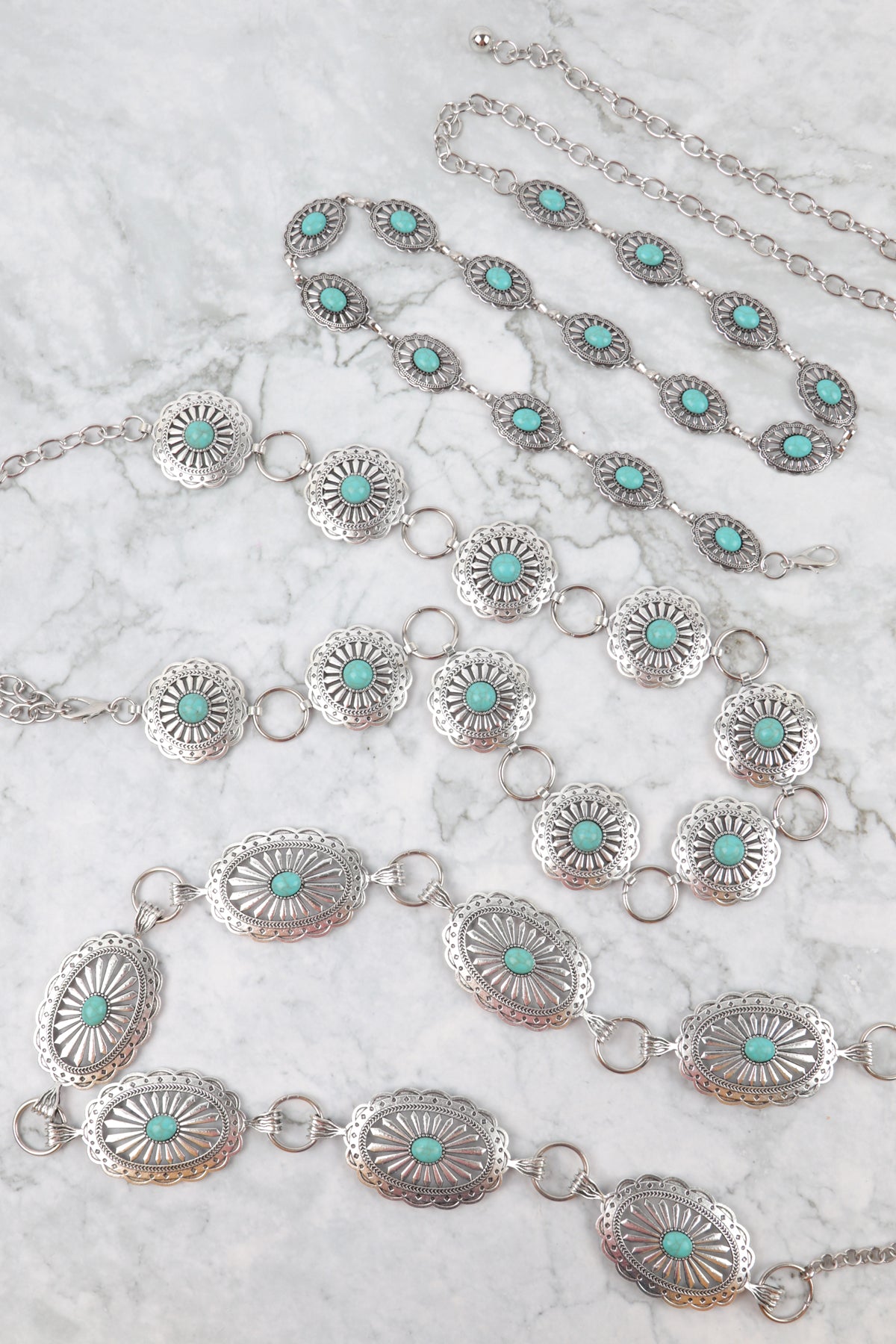 Western Concho Oval Turquoise Natural Stone Waist Chain Belt