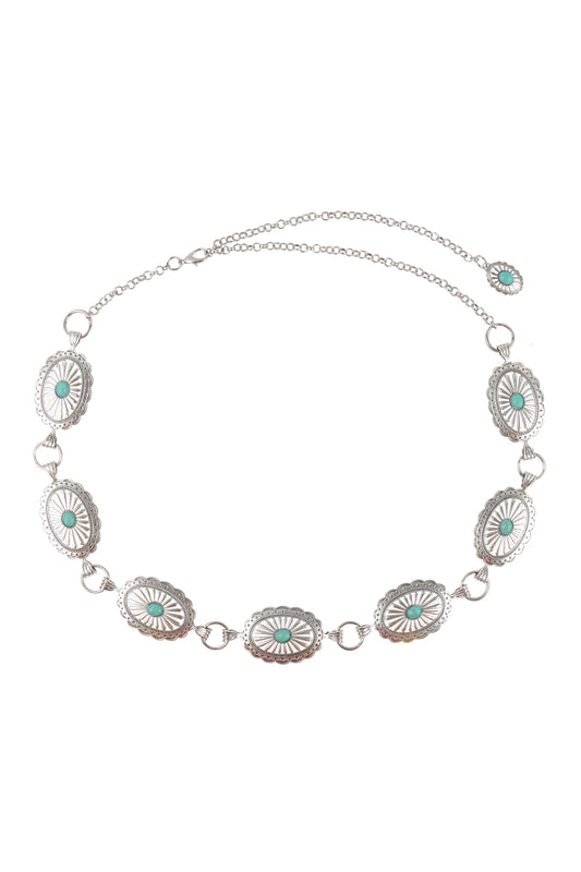 Western Concho Oval Waist Chain Belt