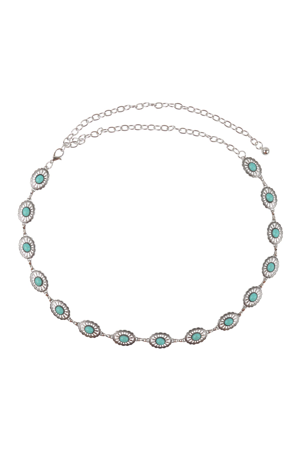 Western Concho Oval Turquoise Natural Stone Waist Chain Belt