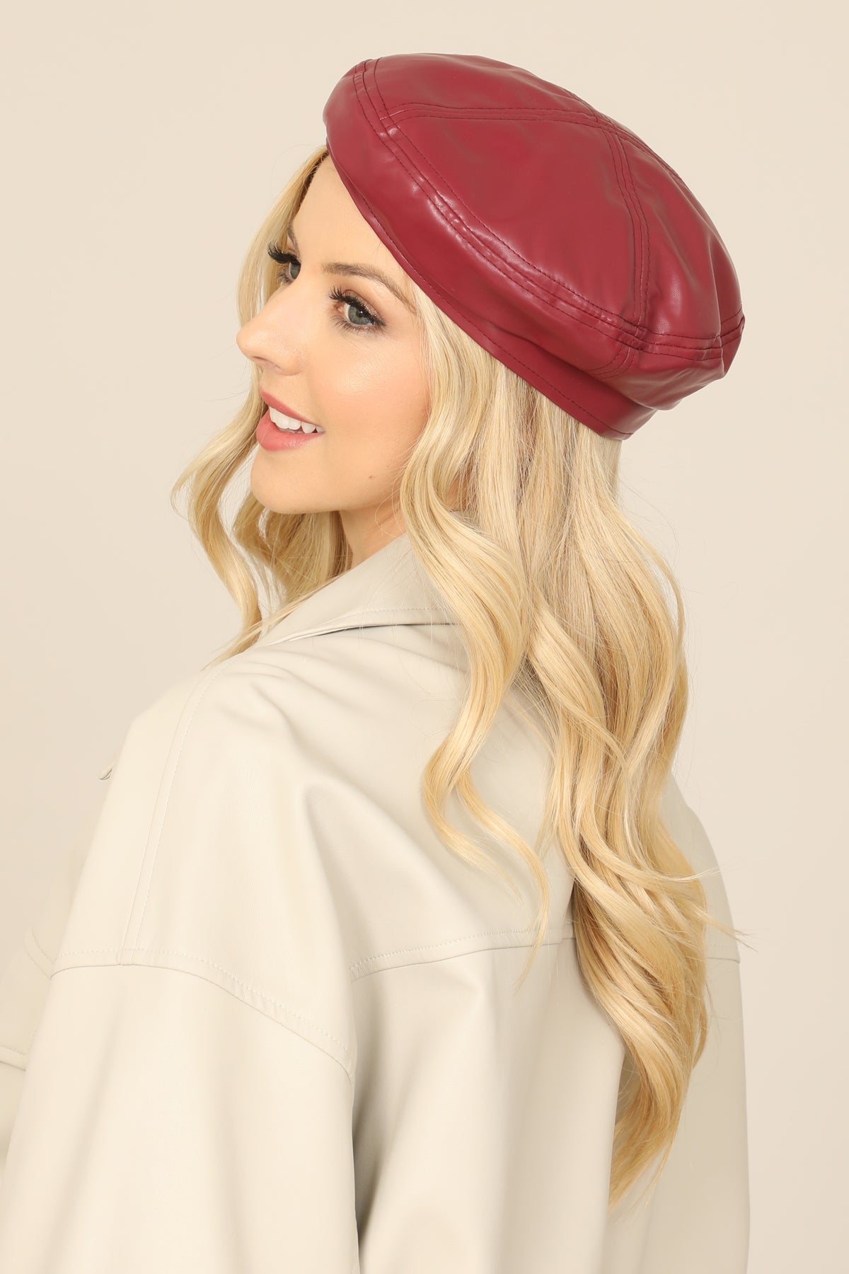 Classic PU Leather Beret Hat