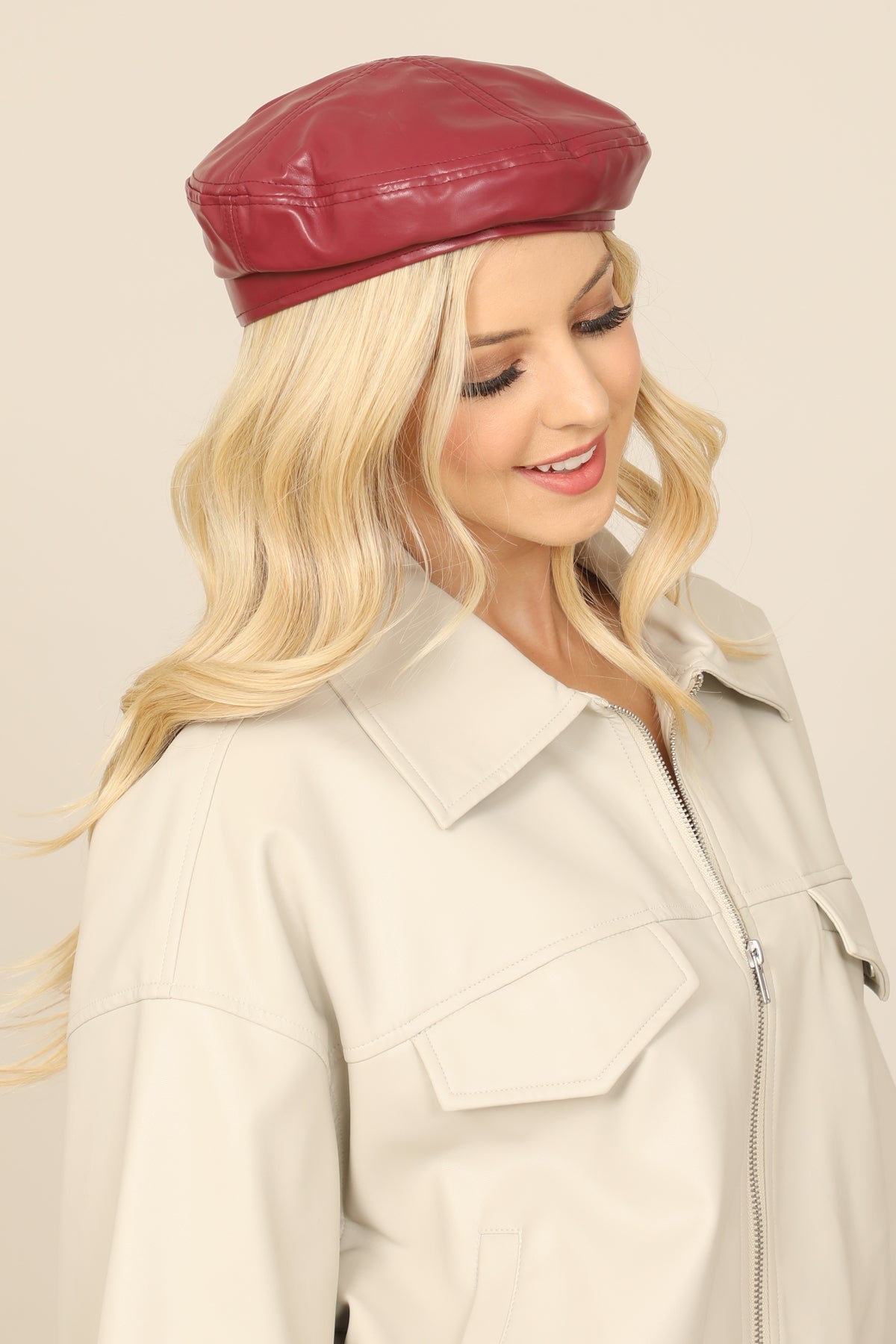 Classic PU Leather Beret Hat