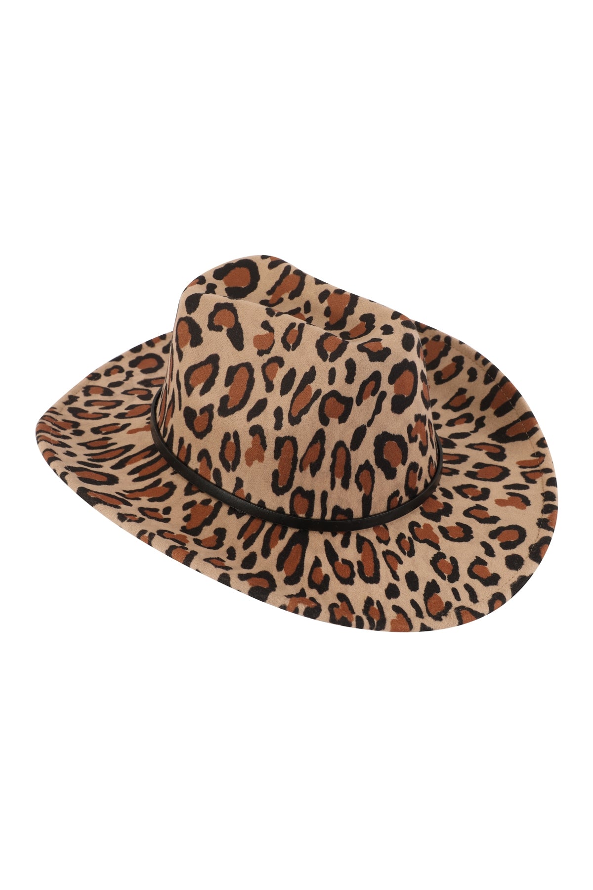 Leopard Print Fedora Hat With Leather Band