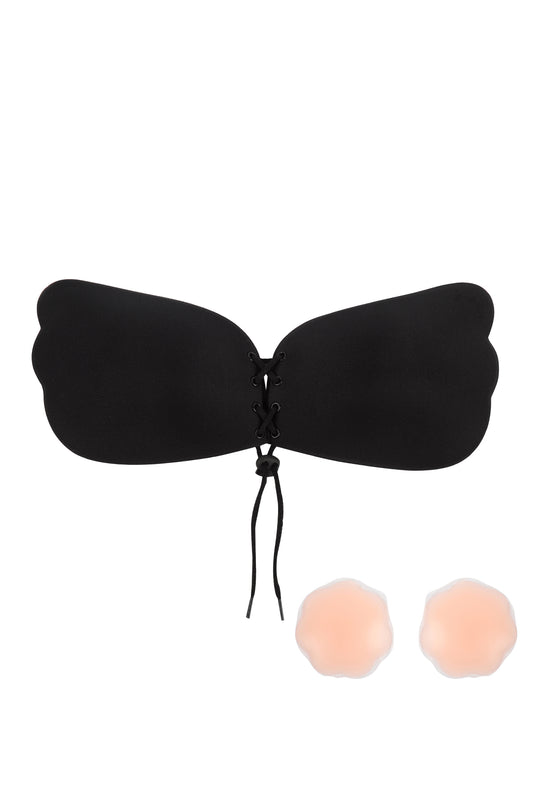 Wing Shape Rope Pull Reusable Strapless Nu Bra w Nipple Tape