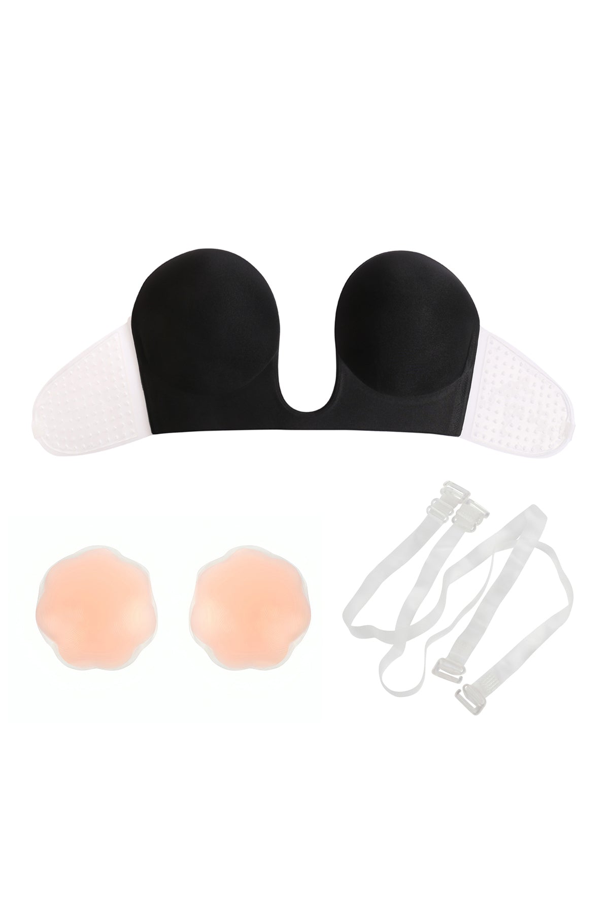 Strapless Push-Up Adhesive Nu Bra with Nipple tape and Transparent Strap