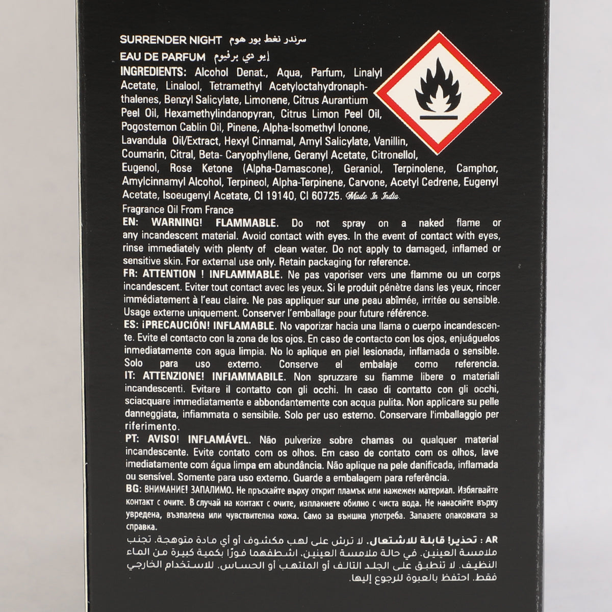 Surrender Night Spray Perfume Eau De Parfum For Men - 100ML/3.4FL.OZ.