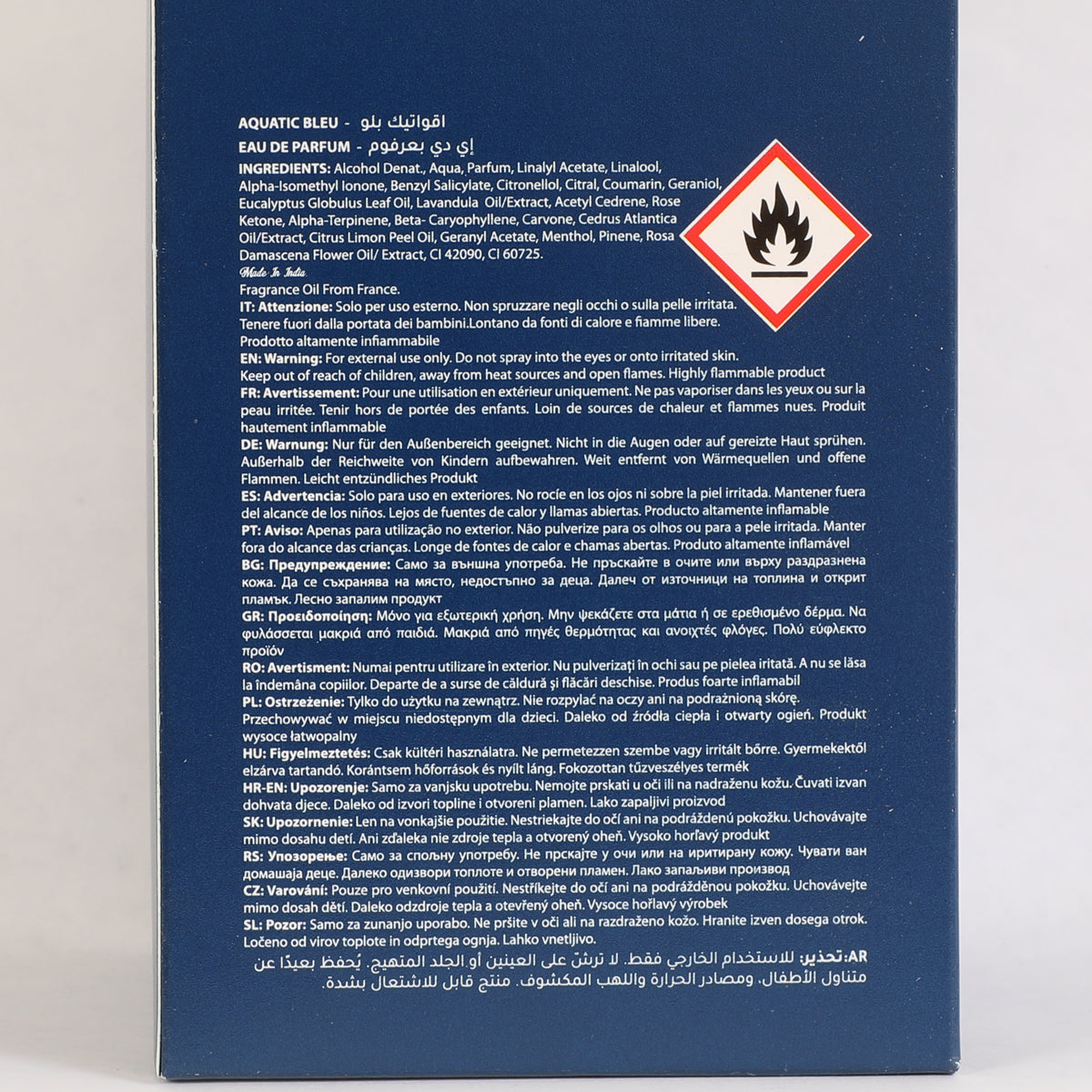 Aquatic Bleu Spray Perfume Eau De Parfum For Men - 100ML/3.4FL.OZ.