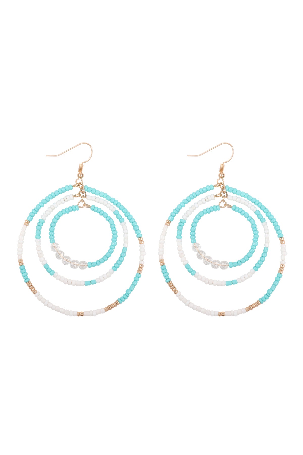 Open Circle Seed Bead Link Hook Earrings