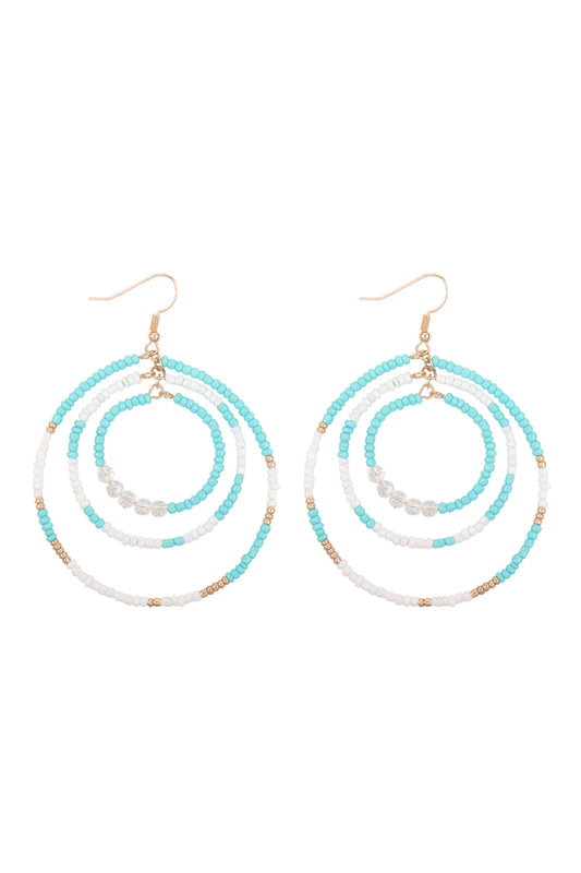 Open Circle Seed Bead Link Hook Earrings