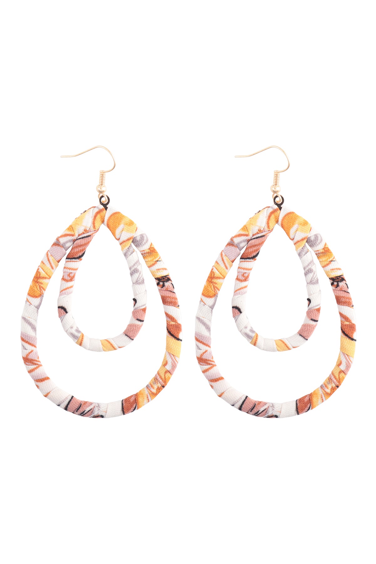 Layered Teardrop Fabric Wrap Fish Hook Earring