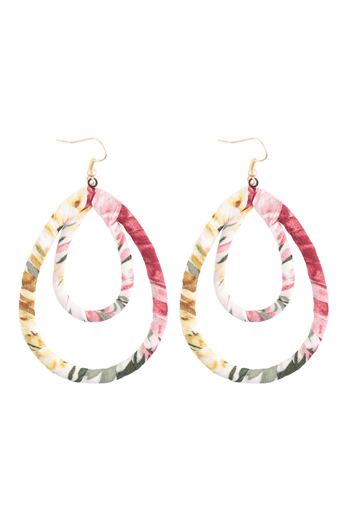 Layered Teardrop Fabric Wrap Fish Hook Earring