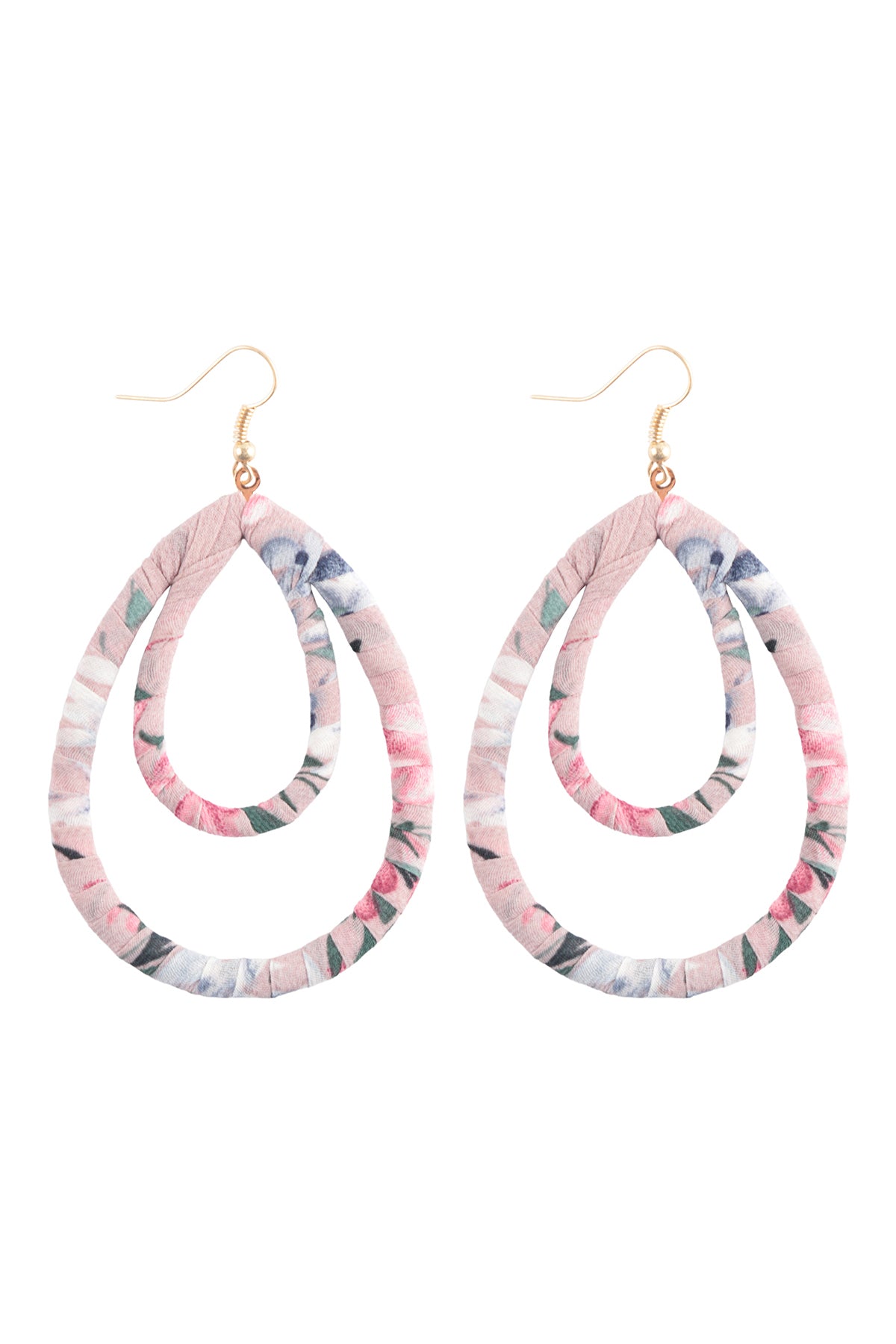 Layered Teardrop Fabric Wrap Fish Hook Earring