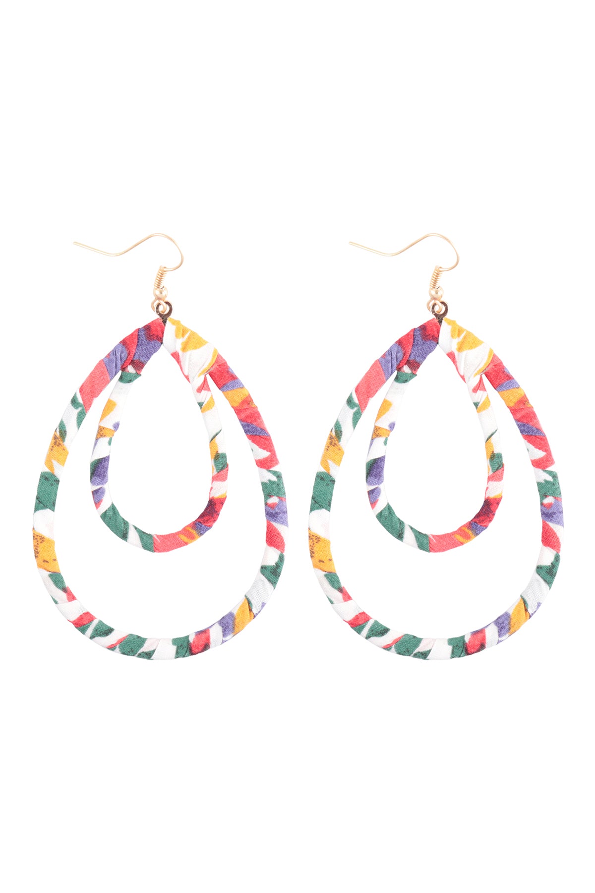 Layered Teardrop Fabric Wrap Fish Hook Earring