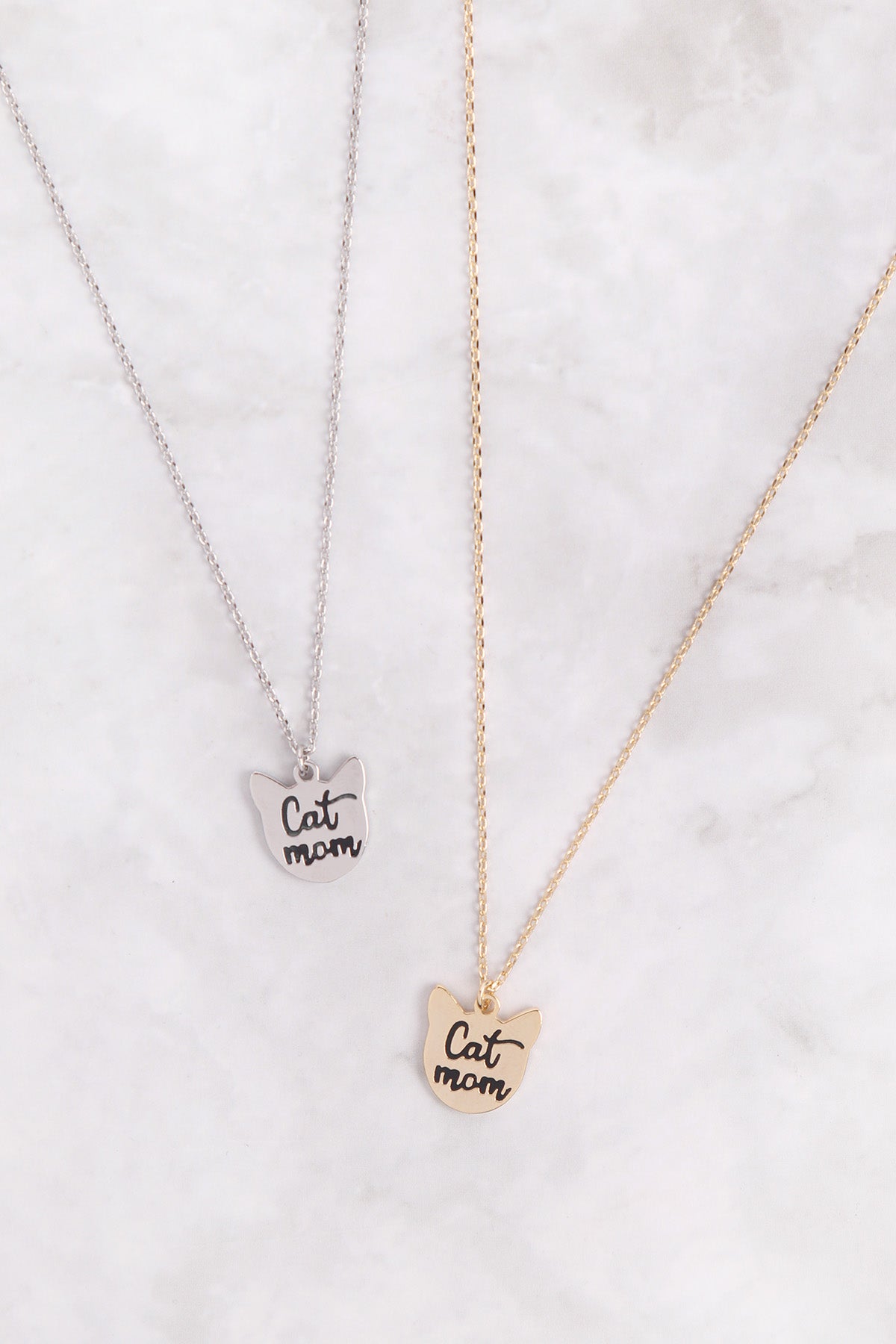 Cat Mom Engrave Pendant Necklace