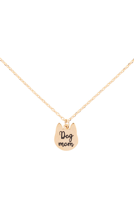 Dog Mom Engrave Pendant Necklace