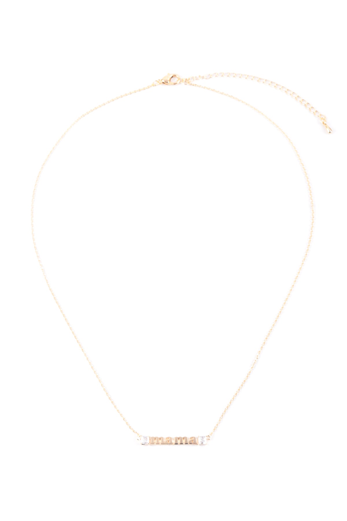 "Mama" Letter Cubic Zirconia Pendant Brass Necklace