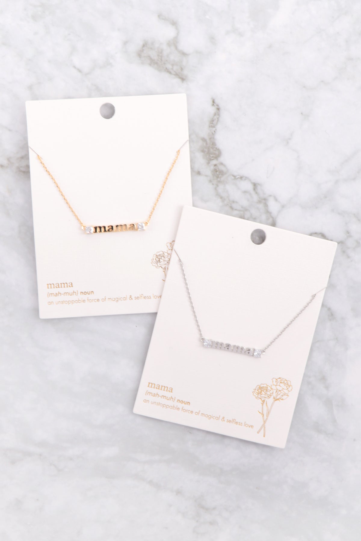"Mama" Letter Cubic Zirconia Pendant Brass Necklace