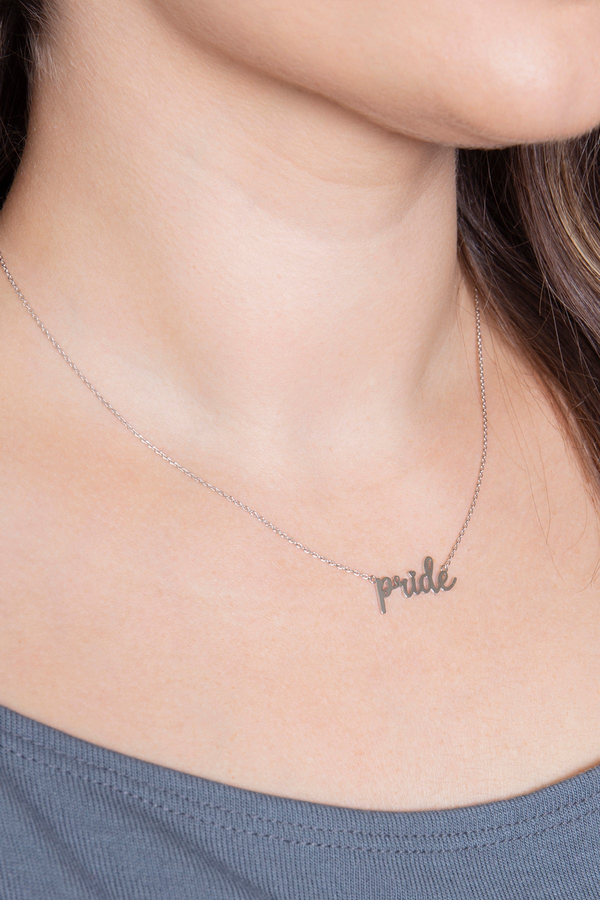 Pride Inspiration Letter Pendant Brass Necklace