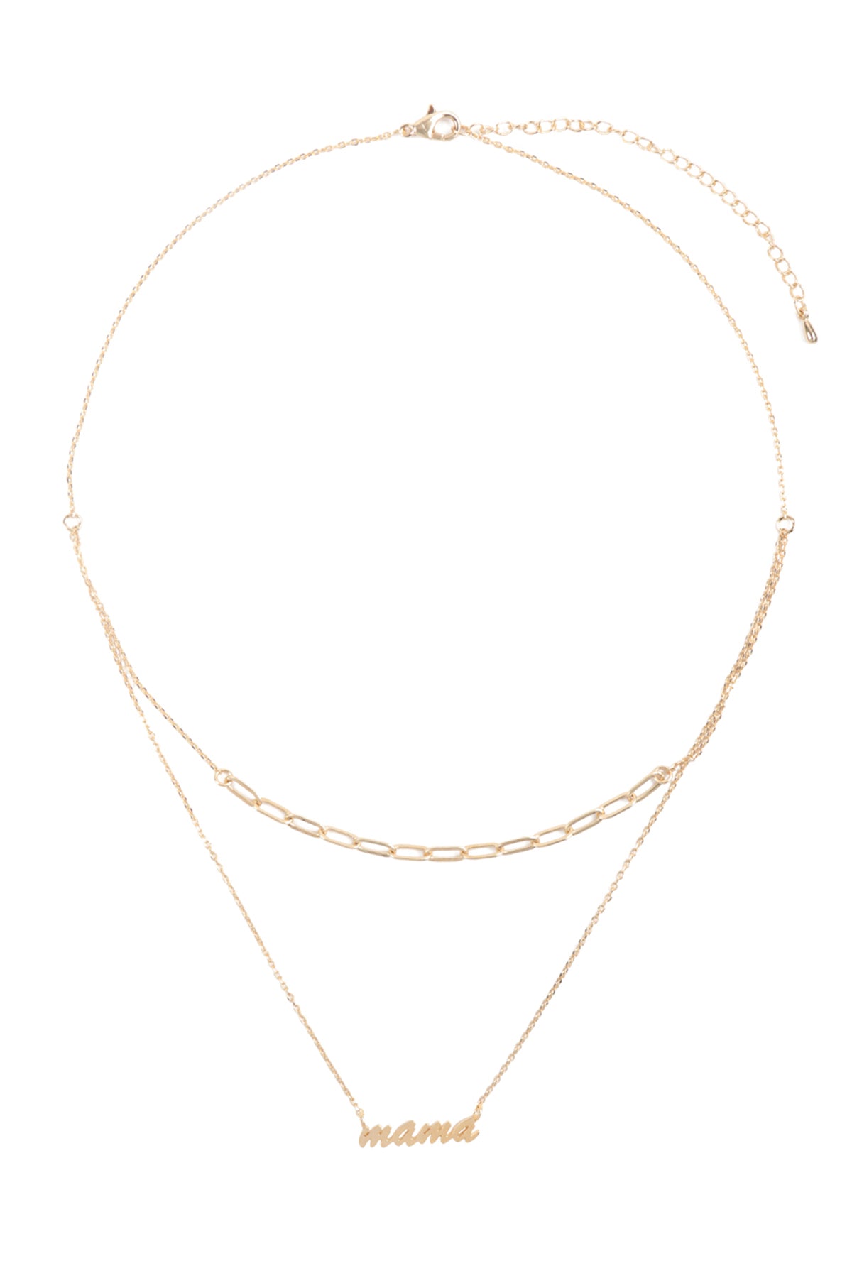 Mama Script Layered Pendant Necklace