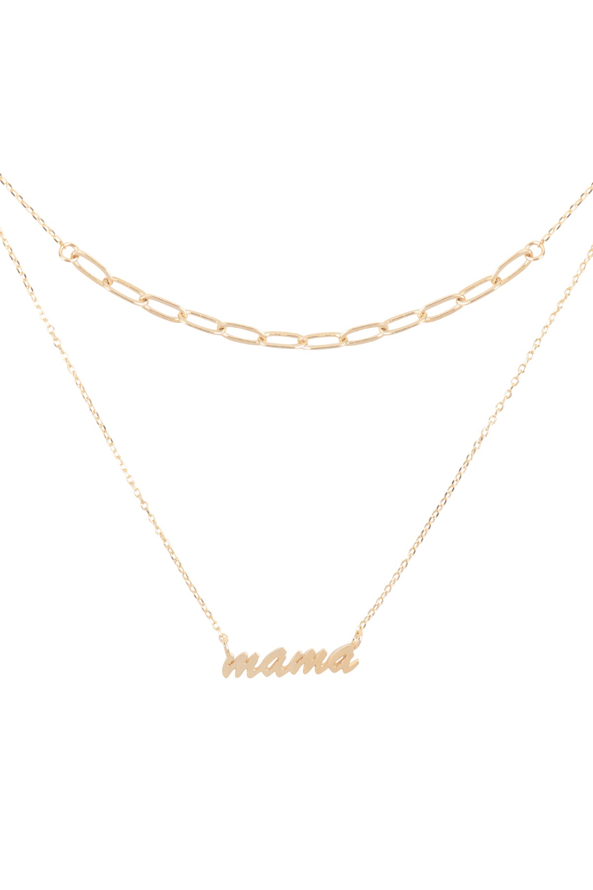 Mama Script Layered Pendant Necklace