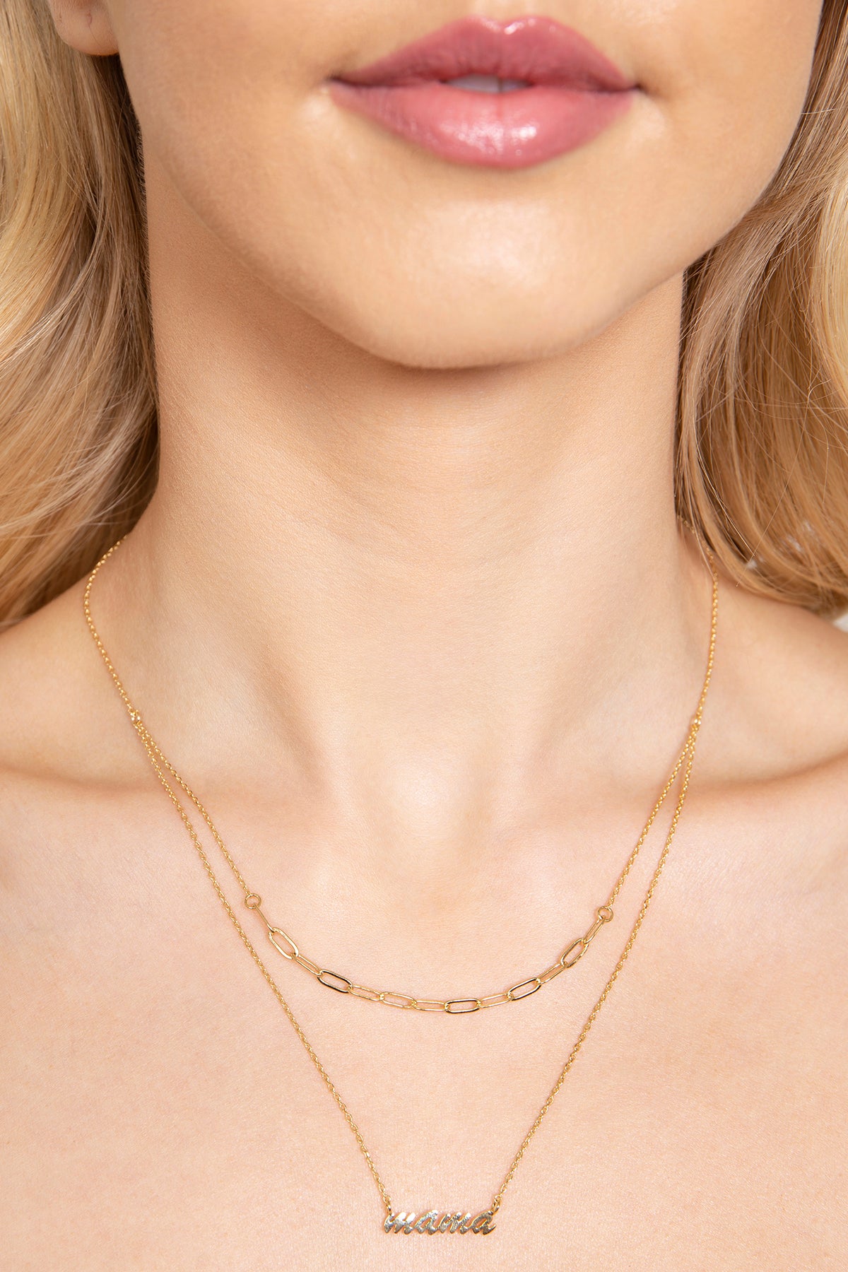 Mama Script Layered Pendant Necklace