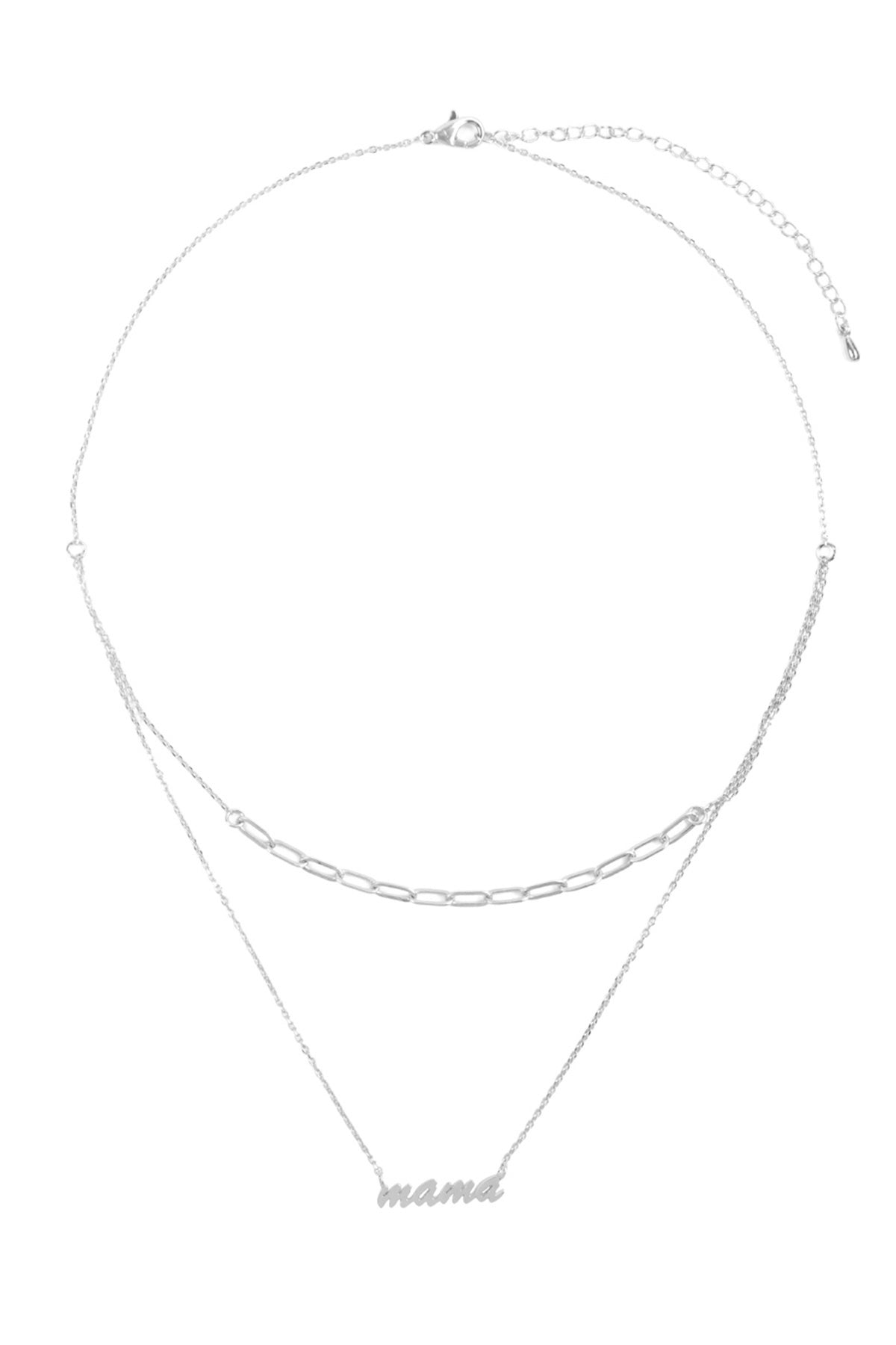 Mama Script Layered Pendant Necklace