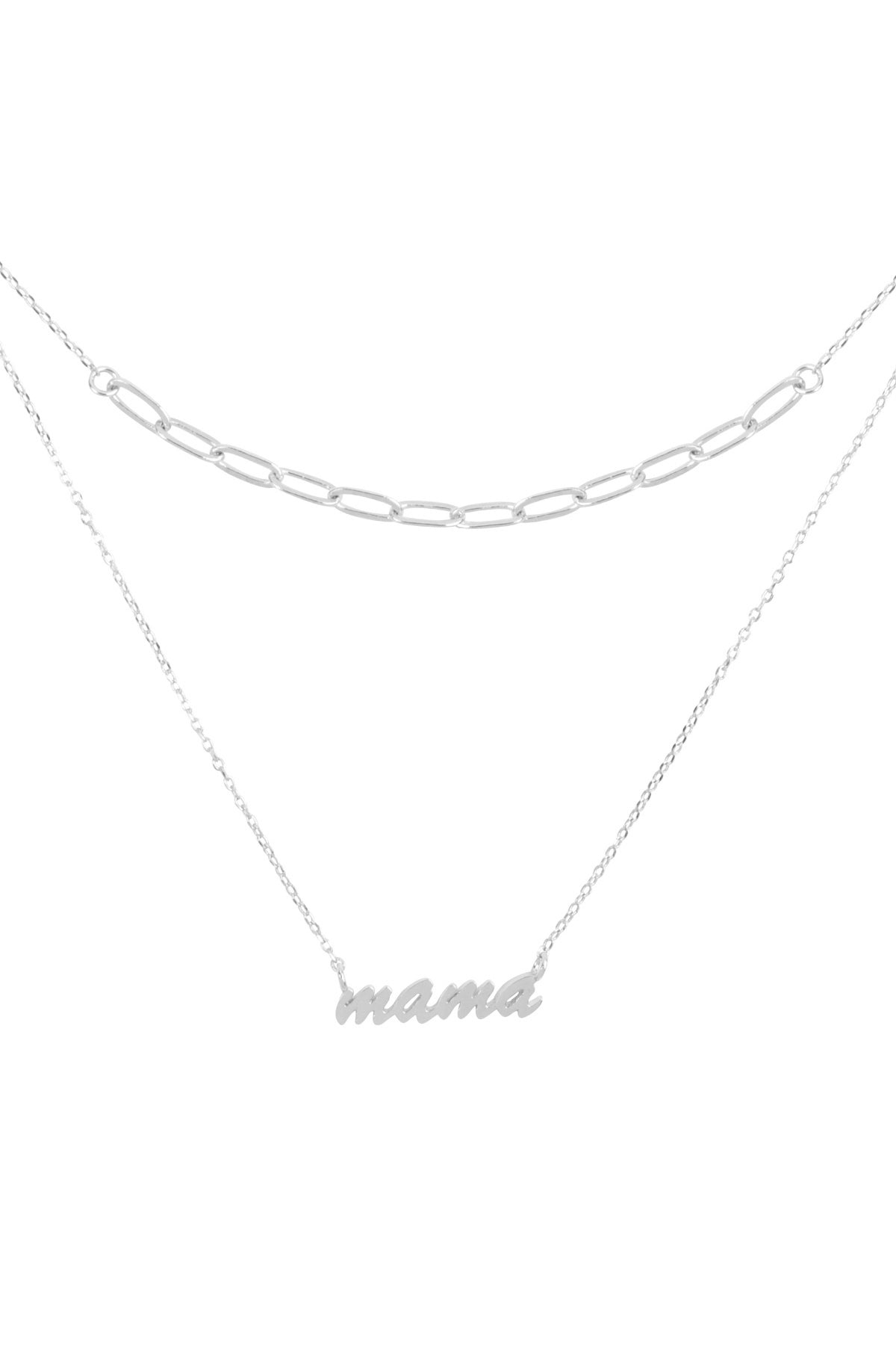 Mama Script Layered Pendant Necklace