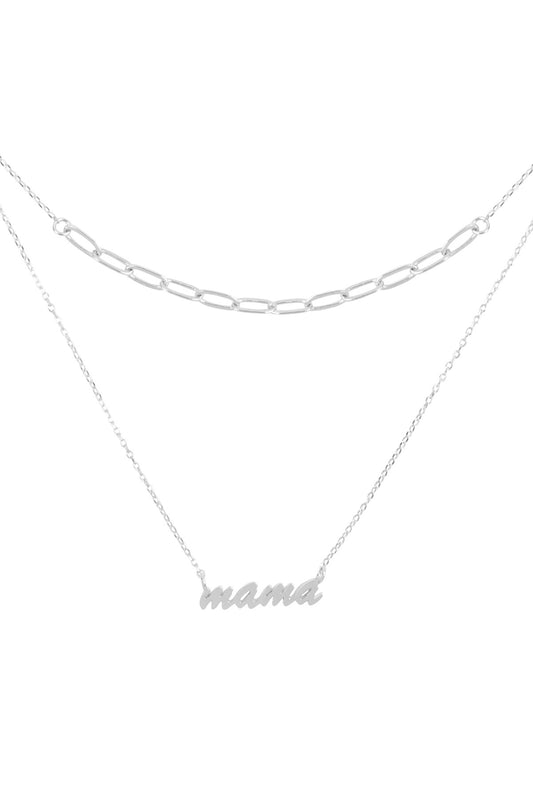 Mama Script Layered Pendant Necklace