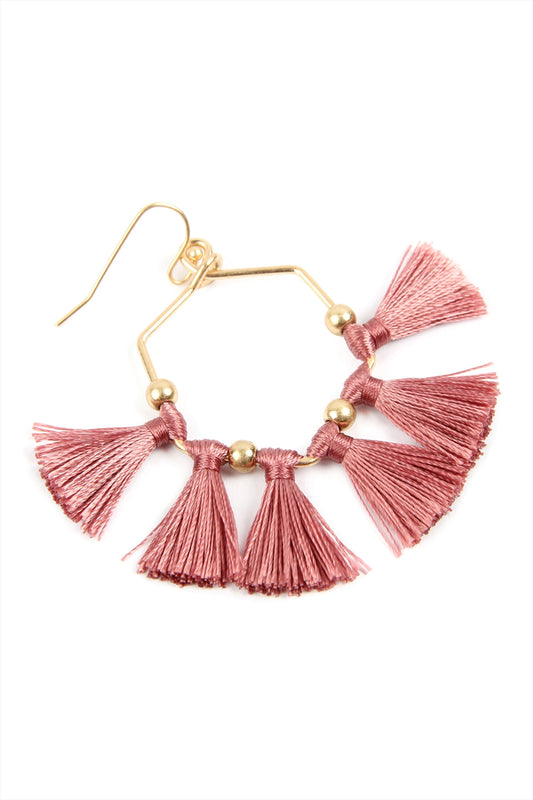 Tassel Hexagon Drop Earrings