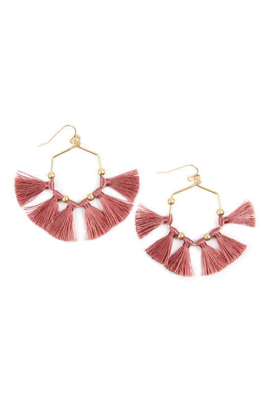 Tassel Hexagon Drop Earrings
