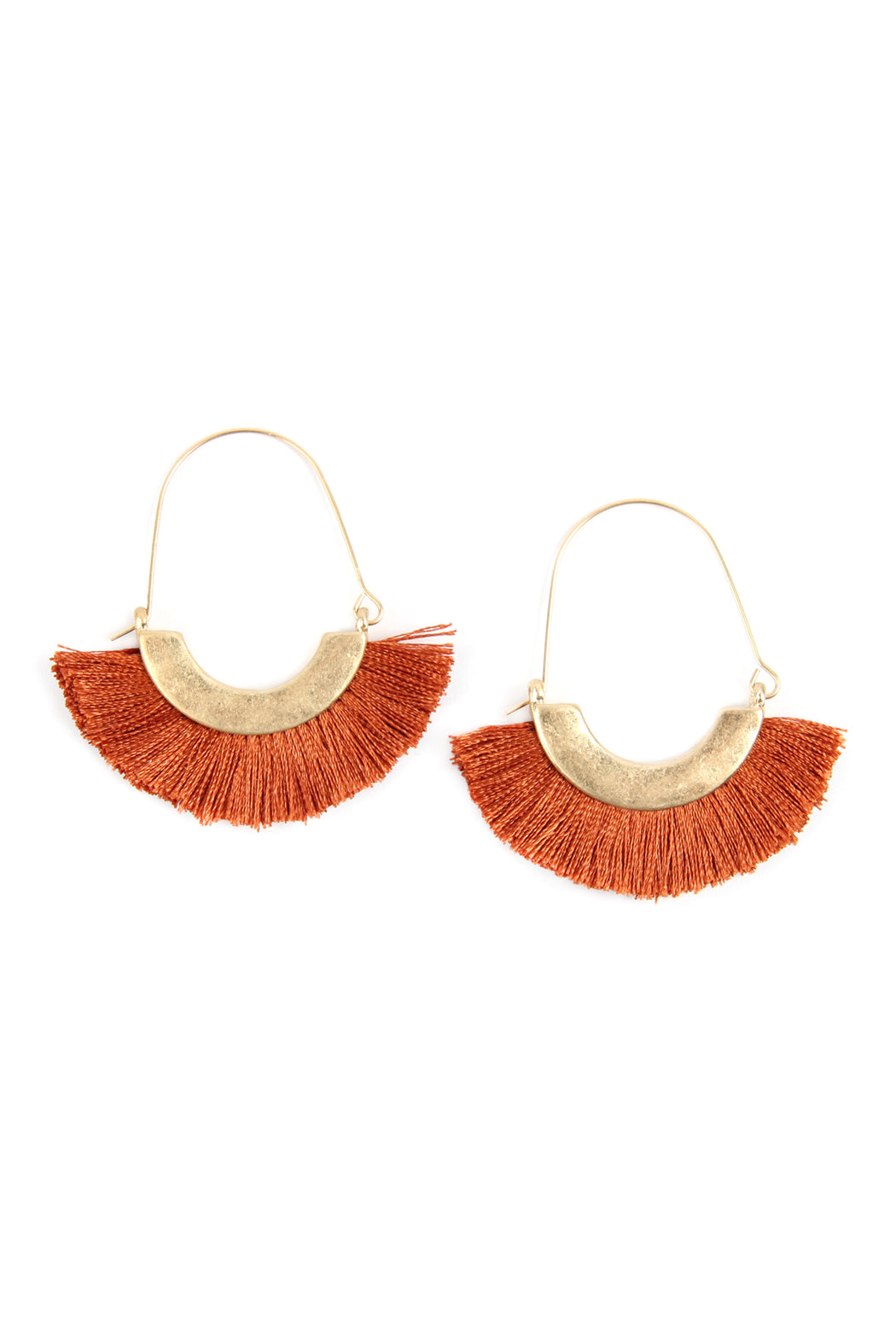Tassel Hoop Earrings Brown