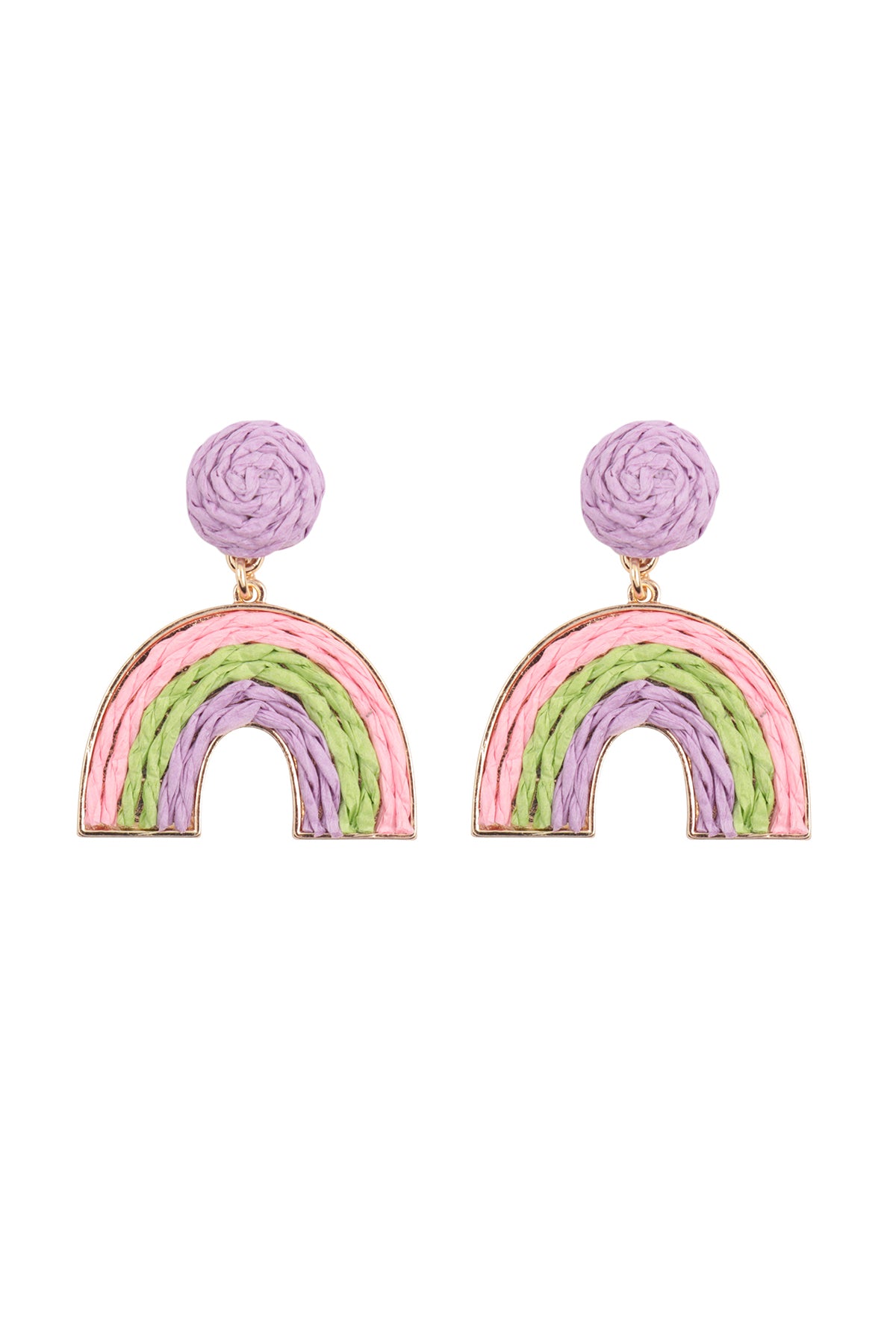 Raffia Rainbow Dangle Post Earrings