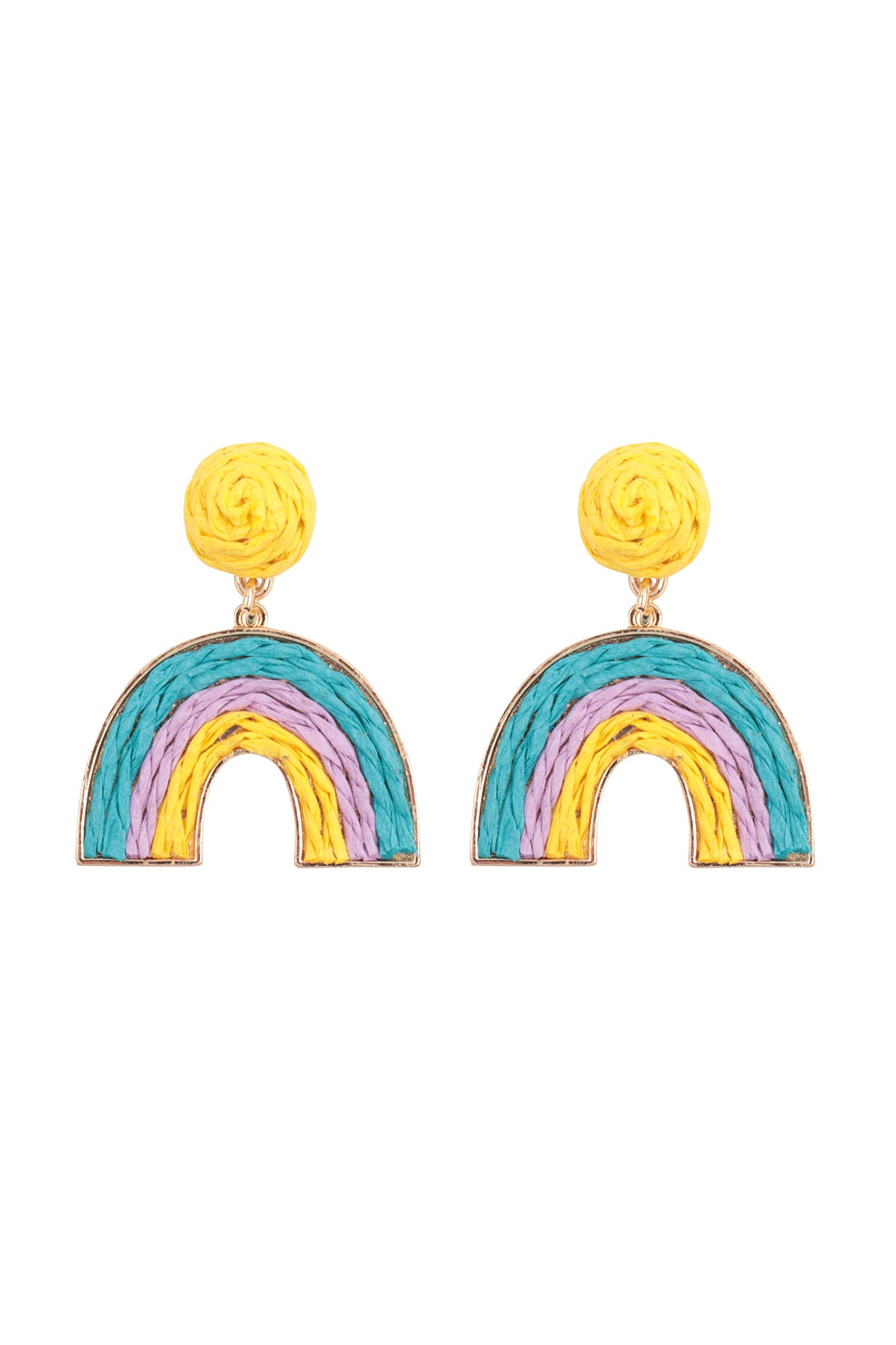 Raffia Rainbow Dangle Post Earrings