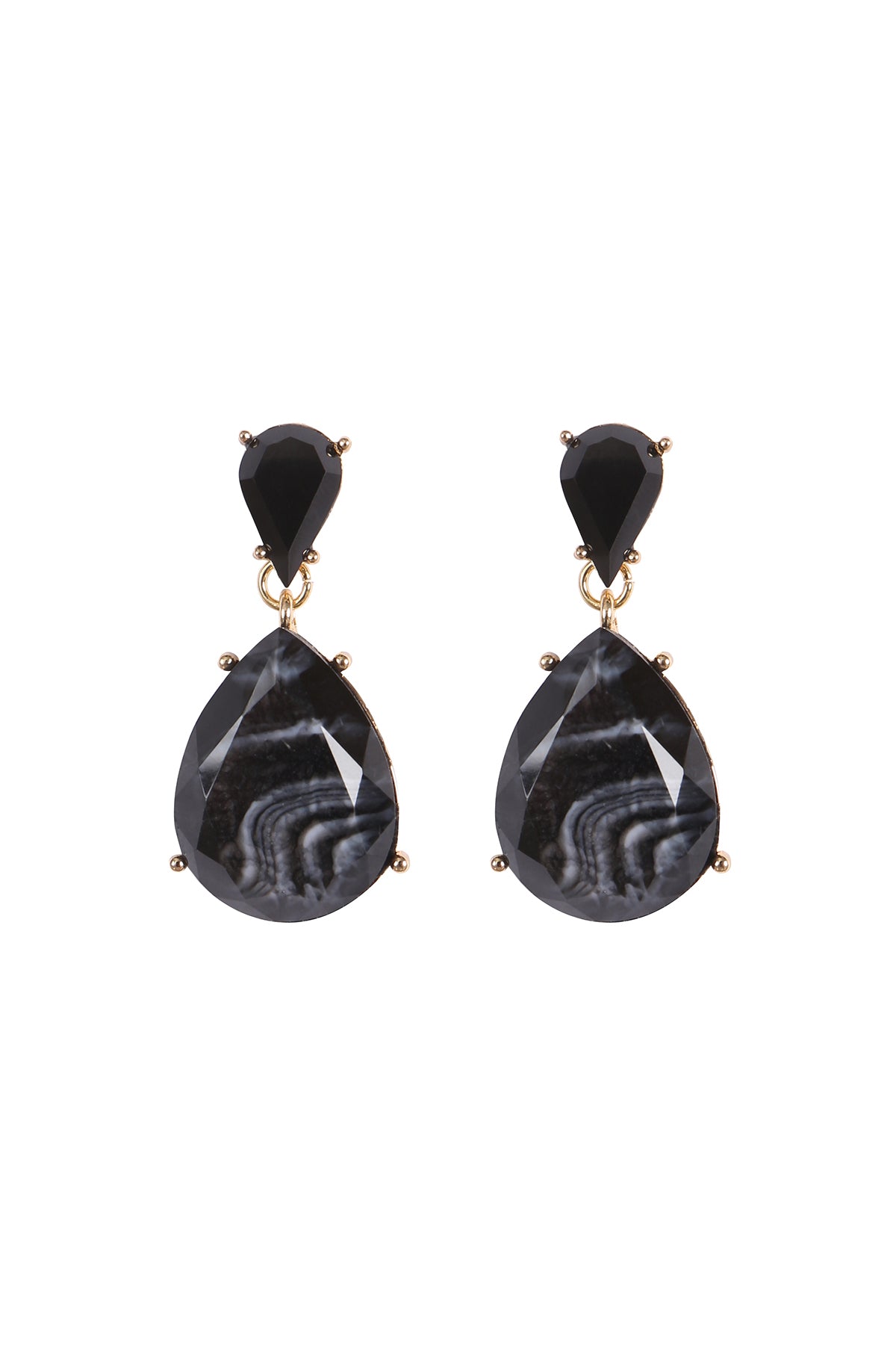 Double Teardrop Resin Stone Drop Earrings
